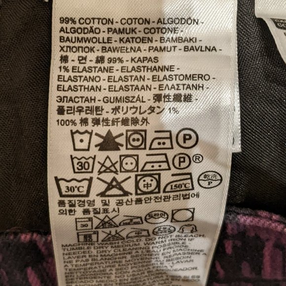 Levi's Jeans Mid Rise Skinny Purple and Blue Abstract Size 12M W31 L32 - Picture 13 of 16